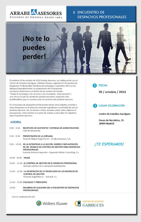 Programa del II Encuentro de Despachos Profesionales de Arrabe Asesores.